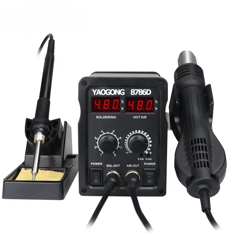 YAOGONG 8786D Цифровая паяльна – обзор и цена Smd Rework Station Hot Air Soldering 2 In 1