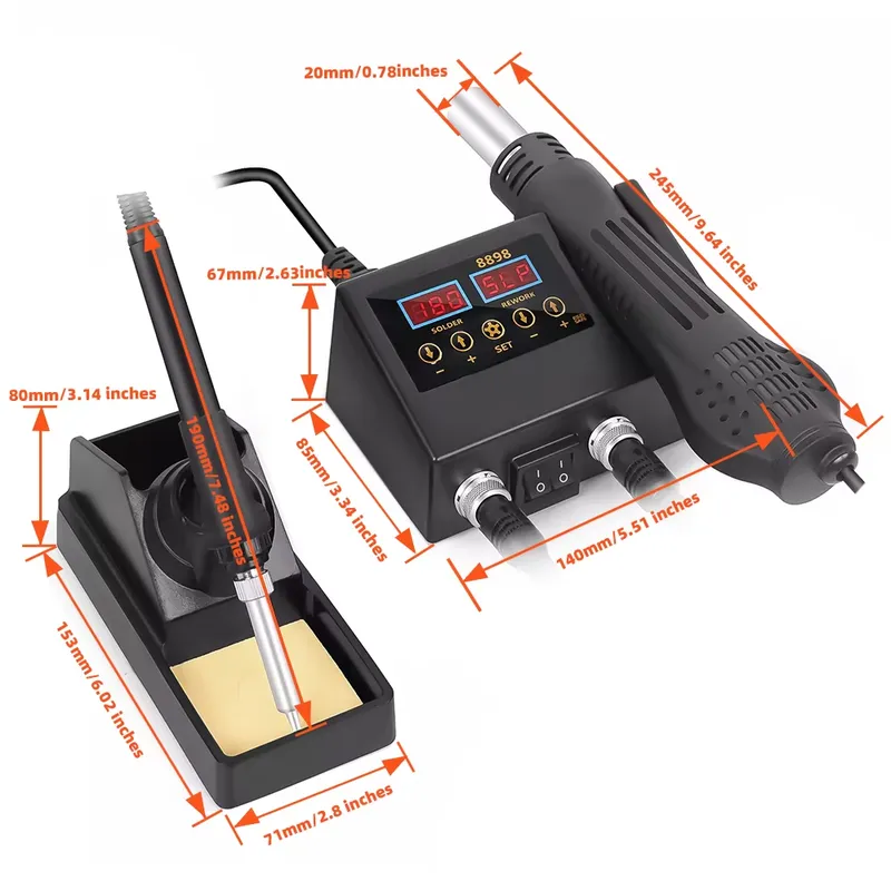 Паяльная станция 2-в-1 с цифро – обзор и цена Smd Rework Station Hot Air Soldering 2 In 1