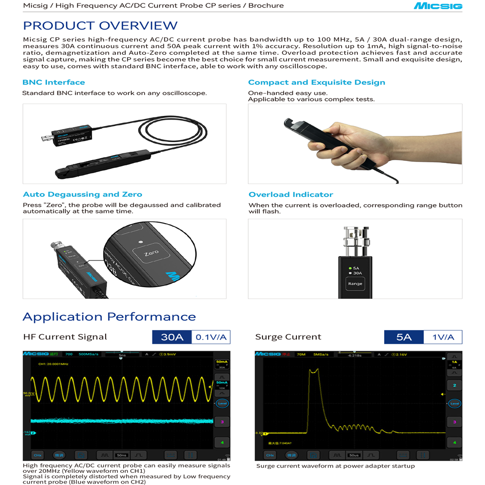 Высокочастотные зонды Micsig C – обзор и цена Current Probe Ac Dc 50Mhz Oscilloscope